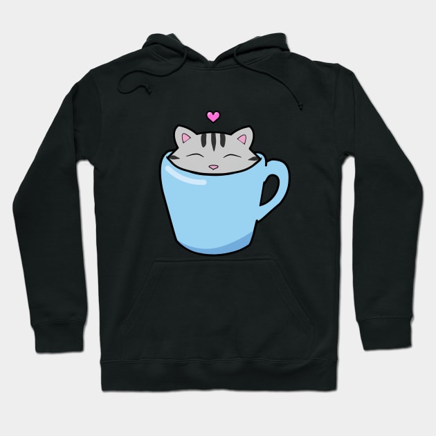 Cute cat with a pink heart Hoodie by Purrfect